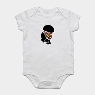 Afro Hair Woman with African Pattern Headwrap Baby Bodysuit